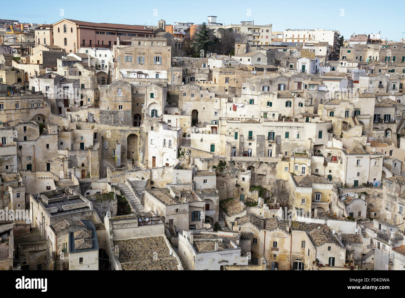 Blick über den Sasso Barisano, Matera, Basilikata, Italien Stockfoto