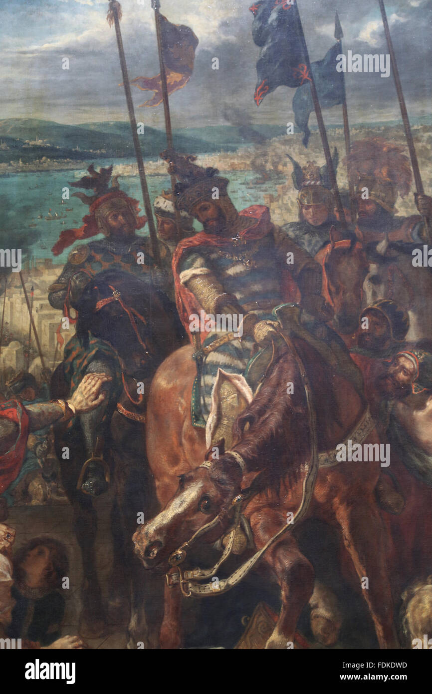 Eintrag der Kreuzfahrer in Konstantinopel (12 April 1204) von Eugène Delacroix (1798-1863).1840.Detail: Baldwin IX Graf Flandern Stockfoto