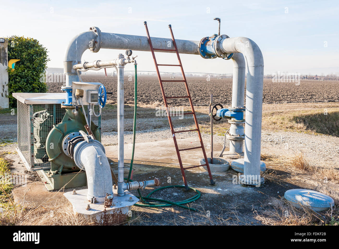 System für das Pumpen von Wasser zur Bewässerung für die Landwirtschaft Stockfoto