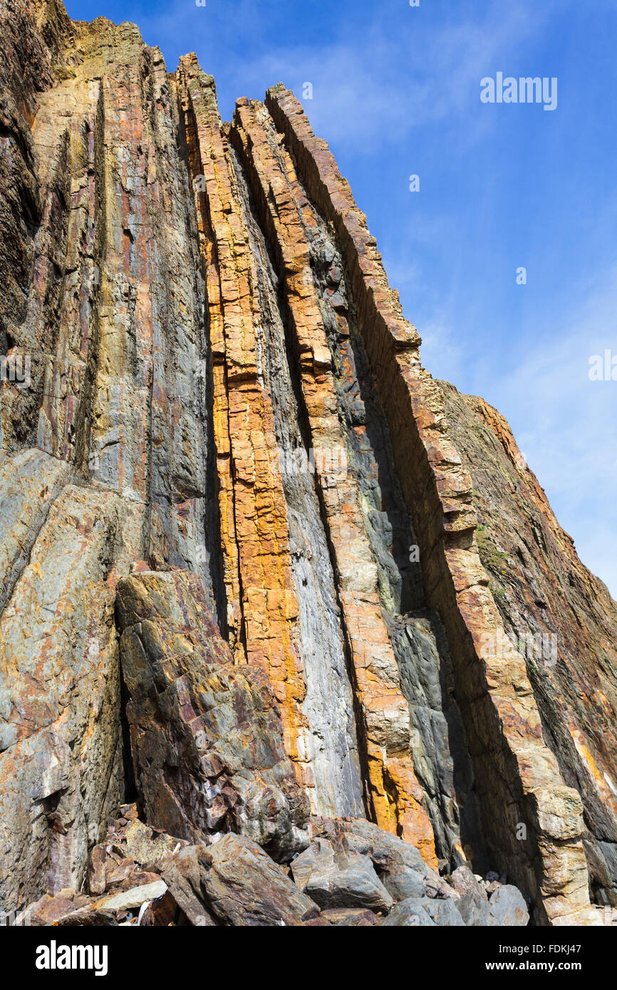 Die drei Schornsteine im Marloes Sands in Pembrokeshire, Wales, Uk Stockfoto