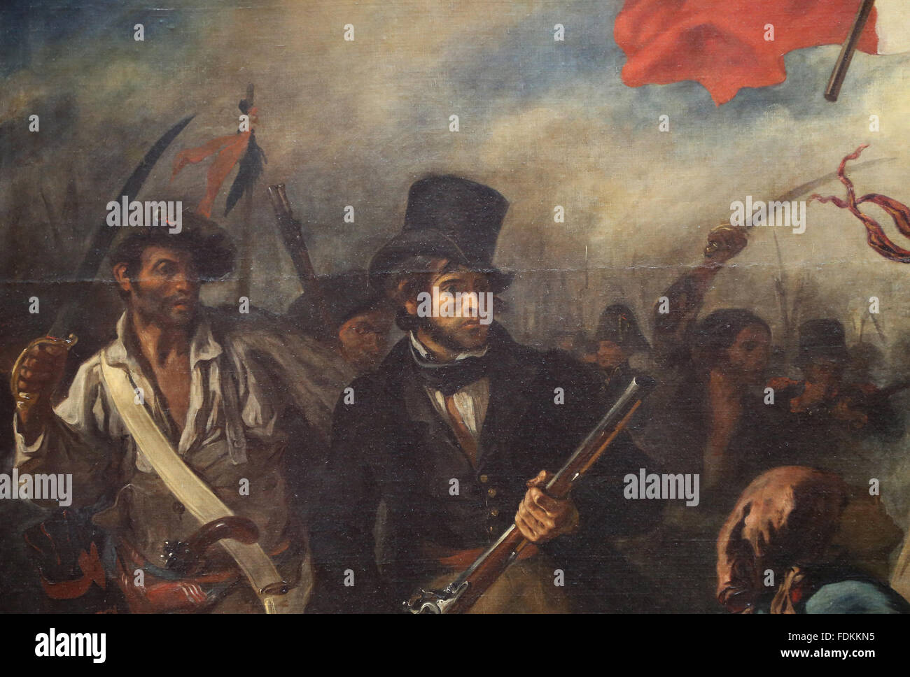 28. Juli 1830. Freiheit führt das Volk, 1831. Von Eugène Delacroix (1798-1863). Detail. Louvre-Museum. Paris. Frankreich. Stockfoto