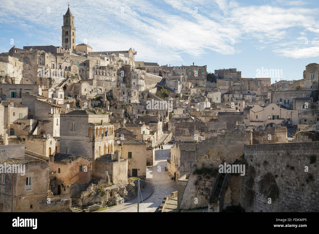 Blick über die Stadt vom Kloster Saint Agostino, Matera, Basilikata, Italien Stockfoto