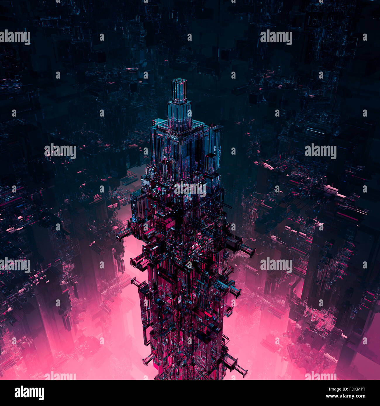 Technocore Glasstadt / 3D-Render futuristischen Science-Fiction-Struktur Stockfoto