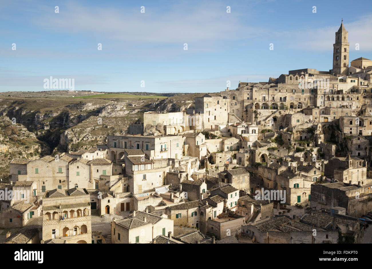 Blick über die Stadt vom Kloster Saint Agostino, Matera, Basilikata, Italien Stockfoto