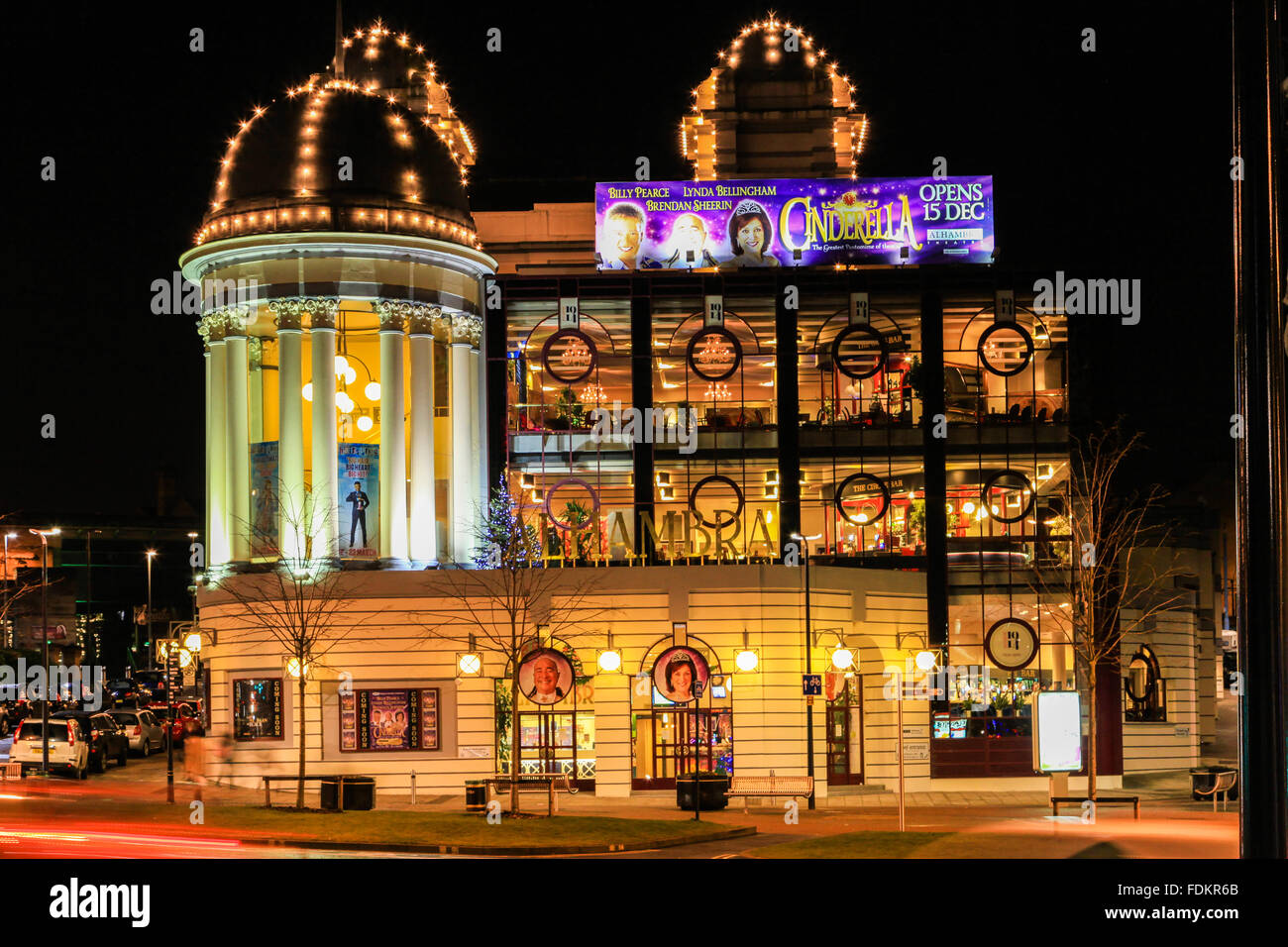 Alhambra Theatre in der Nacht, Bradford, West Yorkshire, England. Stockfoto