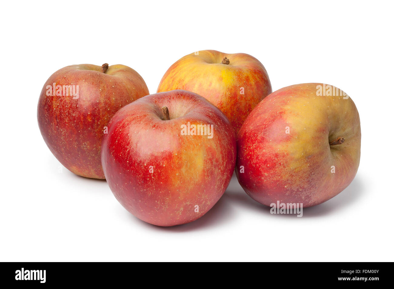 Frische Belle de Boskoop Äpfel auf weißem Hintergrund Stockfoto