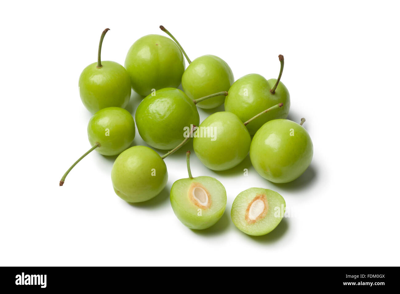 Frischer kann Erik Pflaumen auf weißem Hintergrund Stockfoto