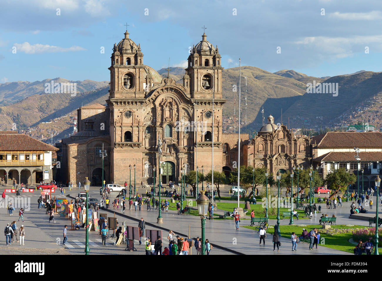 Cusco, Peru - 11. September 2015: Jesuiten-Kirche an der Plaza de Armas am 11. September 2015 in Cuzco, Peru. Stockfoto