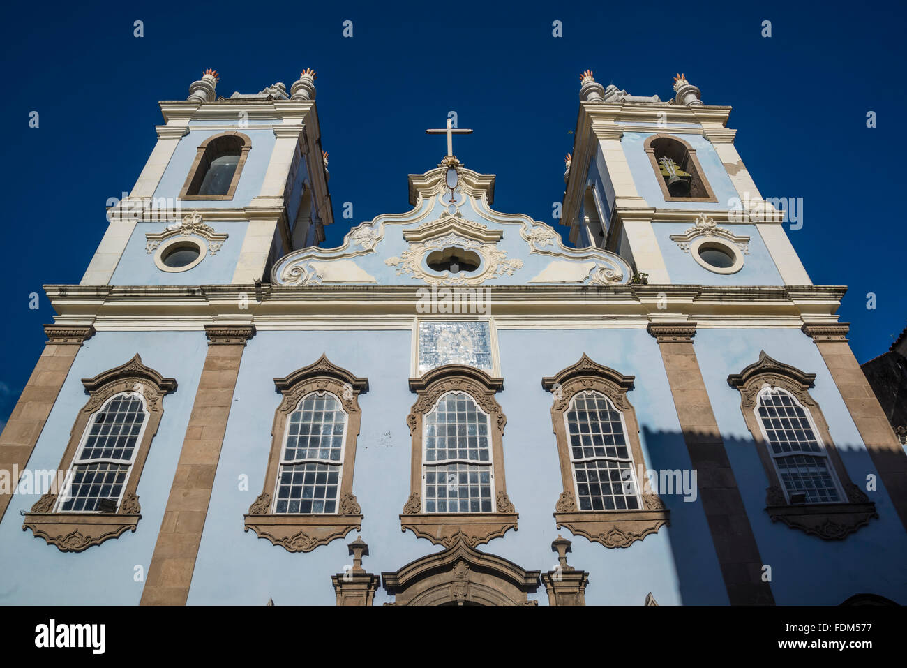 Igreja de Nossa Senhora Rosário Dos Pretos, Pelourinho, Salvador, Bahia, Brasilien Stockfoto