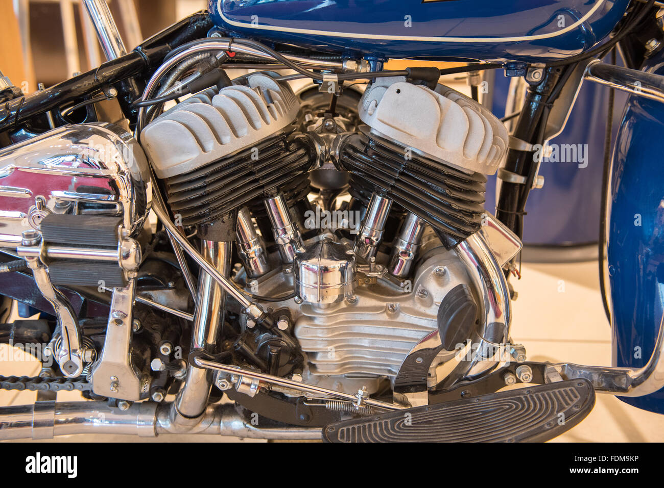 V2-Motor von einem historischen Motorrad Stockfoto