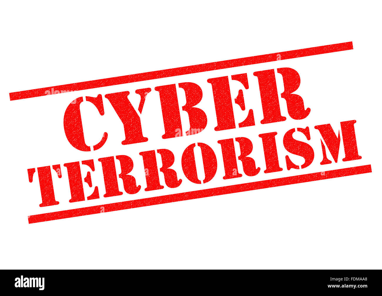 CYBERTERRORISMUS roten Stempel auf einem weißen Hintergrund. Stockfoto