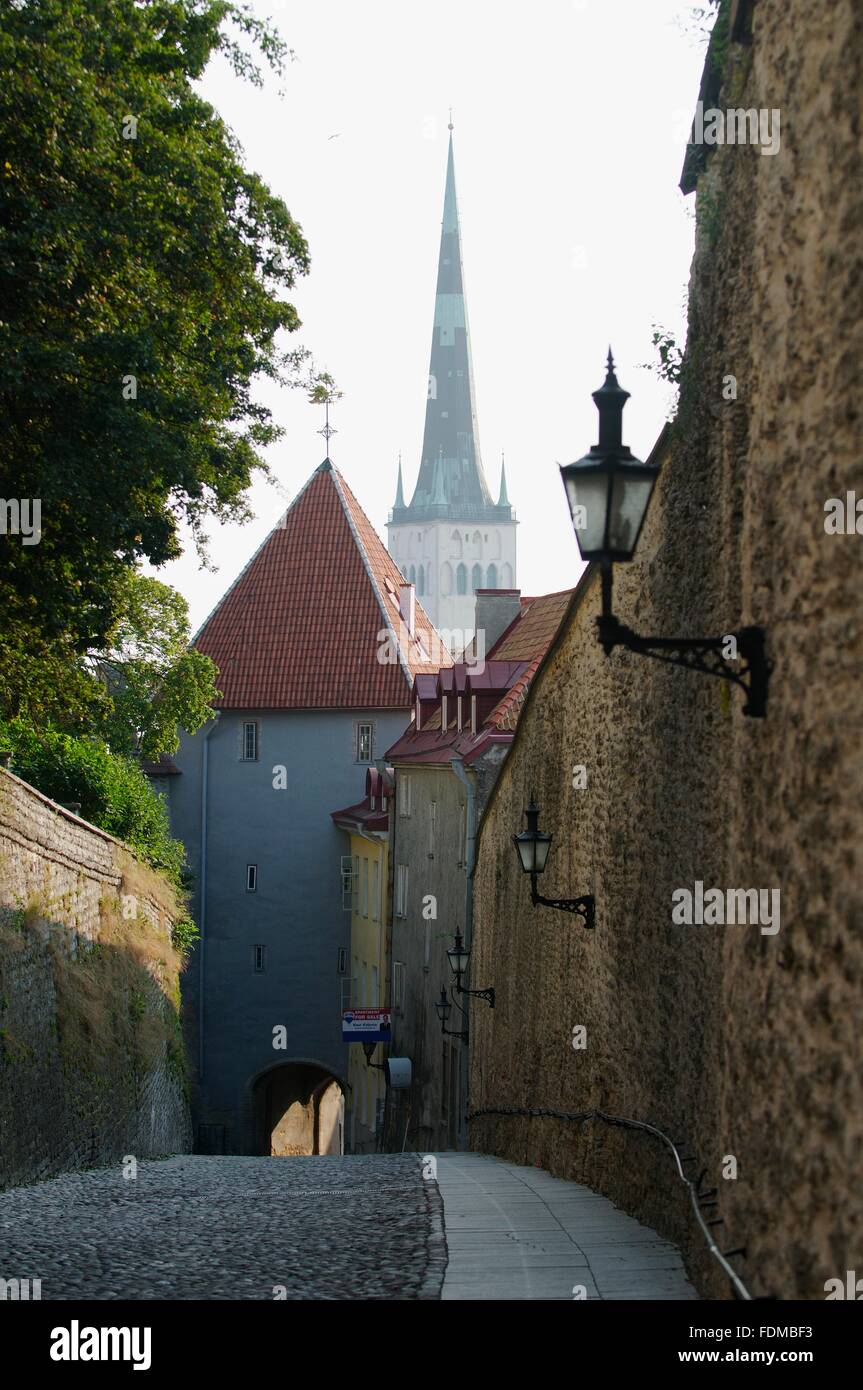 Estland, Tallinn, Pikk Jalg (langes Bein), Straße nach unten vom Domberg in Unterstadt Stockfoto