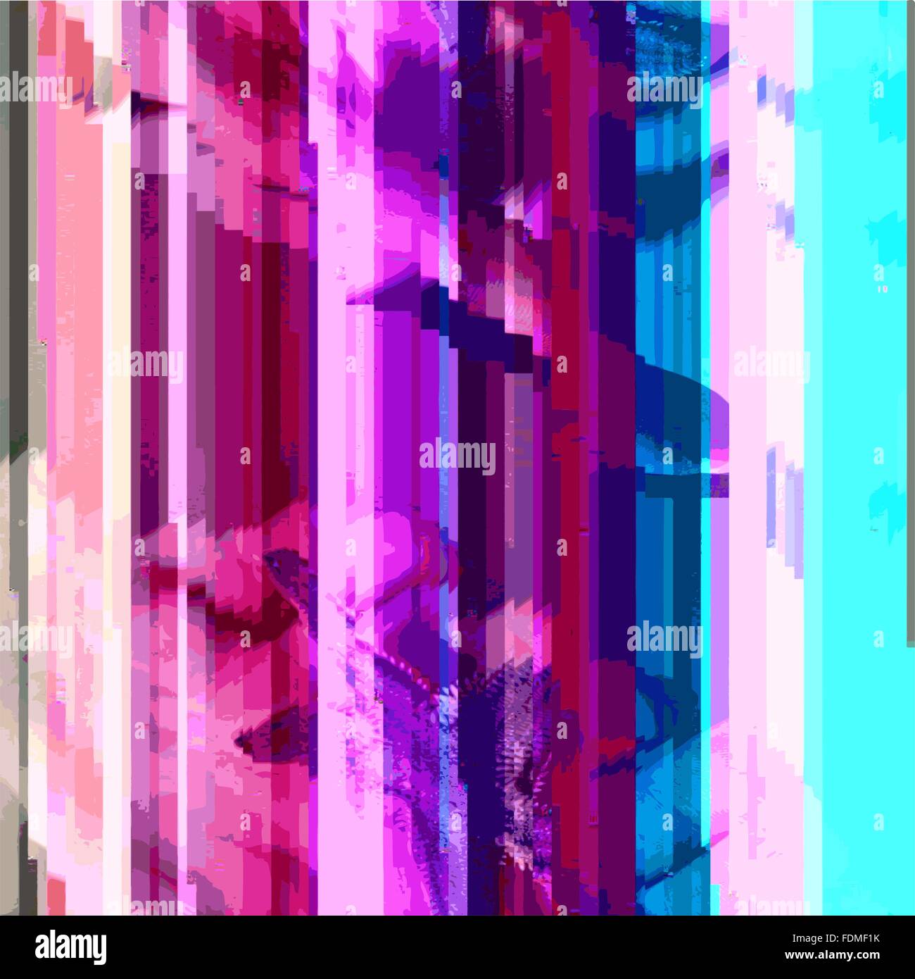 Vektor-leuchtenden Violett Rosa blaugrünen Farben moderne abstrakte digitale vertikale Streifen Glitch Grafikdesign beschädigt Daten Datei staatlich Stock Vektor