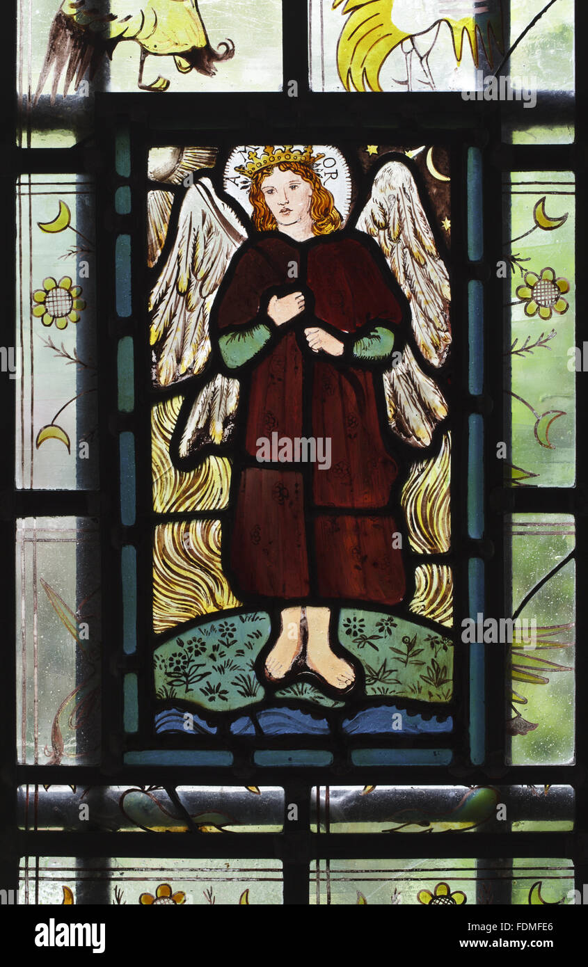 Sir Edward Coley Burne-Jones (1833-1898) Buntglasfenster "Love", in der Passage im Red House in Bexleyheath, Kent. Stockfoto
