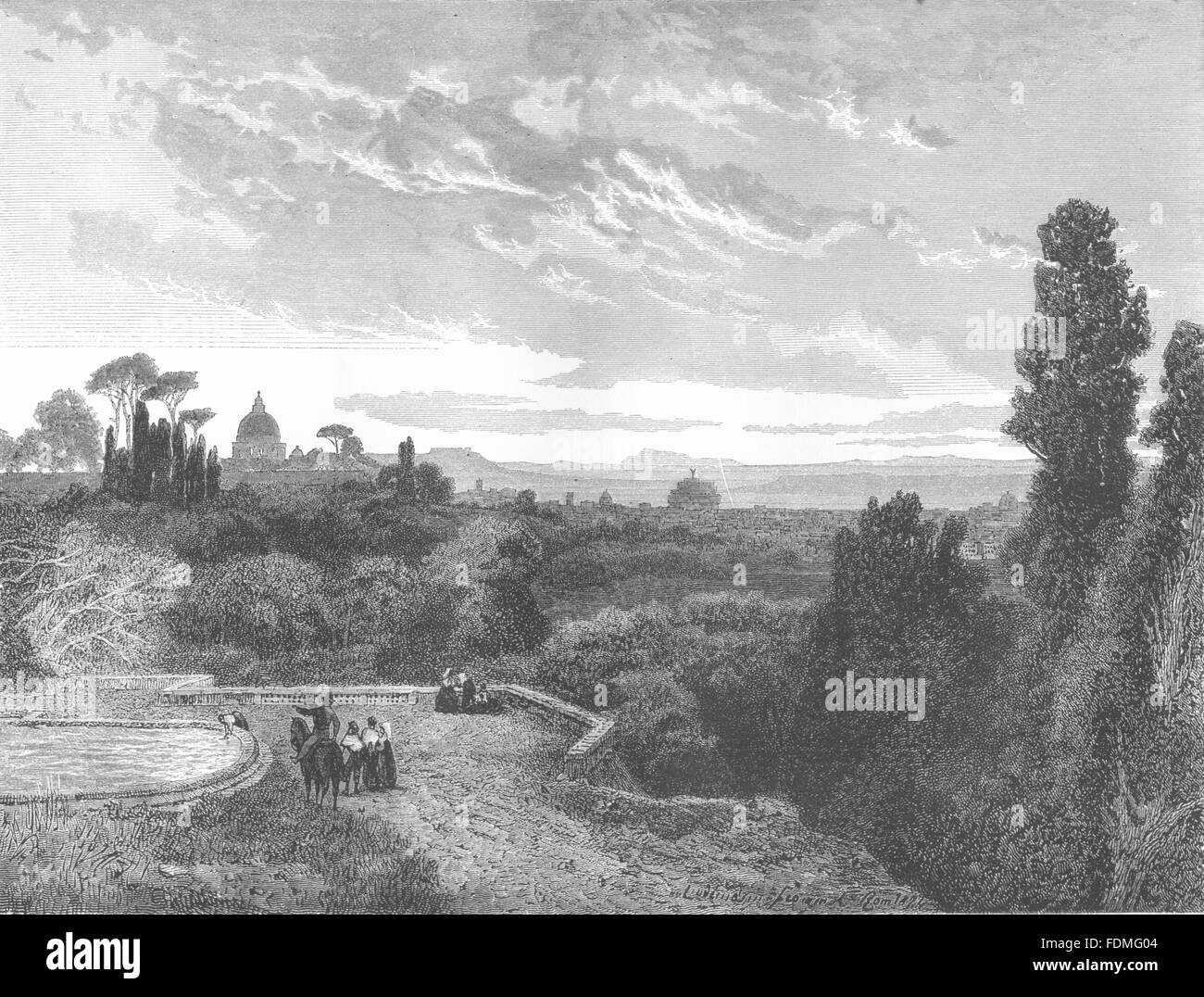 Rom: Rom, die Villa Corsini, antique print 1877 Stockfoto