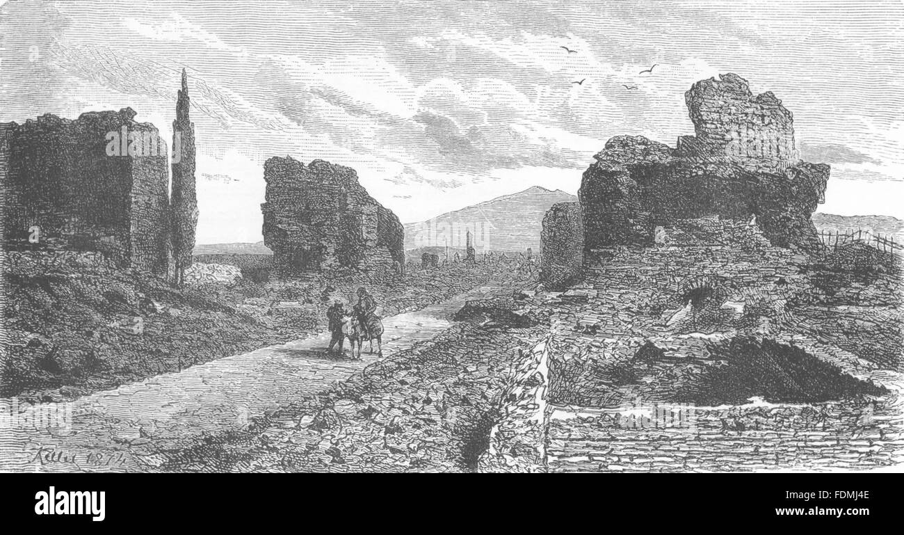 Italien: Via Appia, antique print 1877 Stockfoto