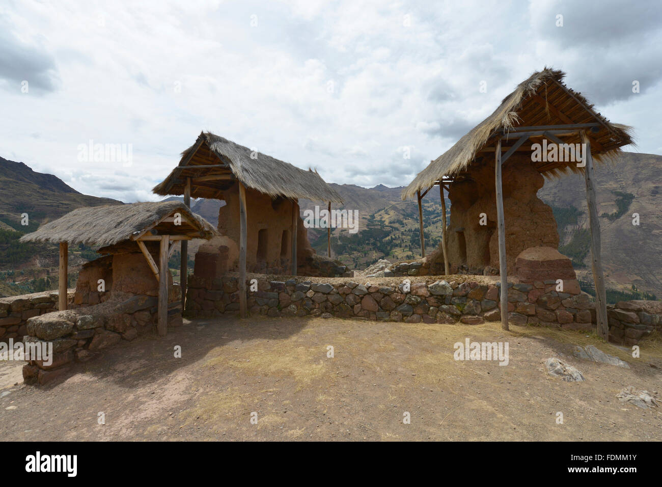 Die Inka-Ruinen in Pisac Dorf, Heilige Tal der Inkas, Peru Stockfoto