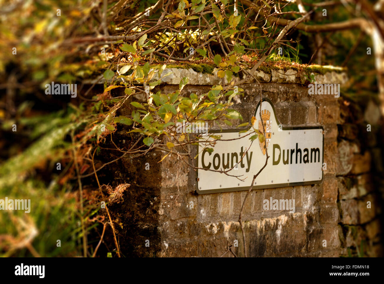 County Durham Zeichen, Blanchland, Northumberland Stockfoto