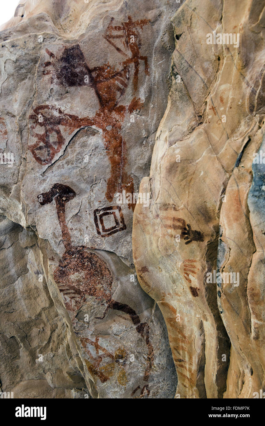 Felszeichnungen von wild und geometrischen Tradition - archäologische Seite Nest Geier Stockfoto