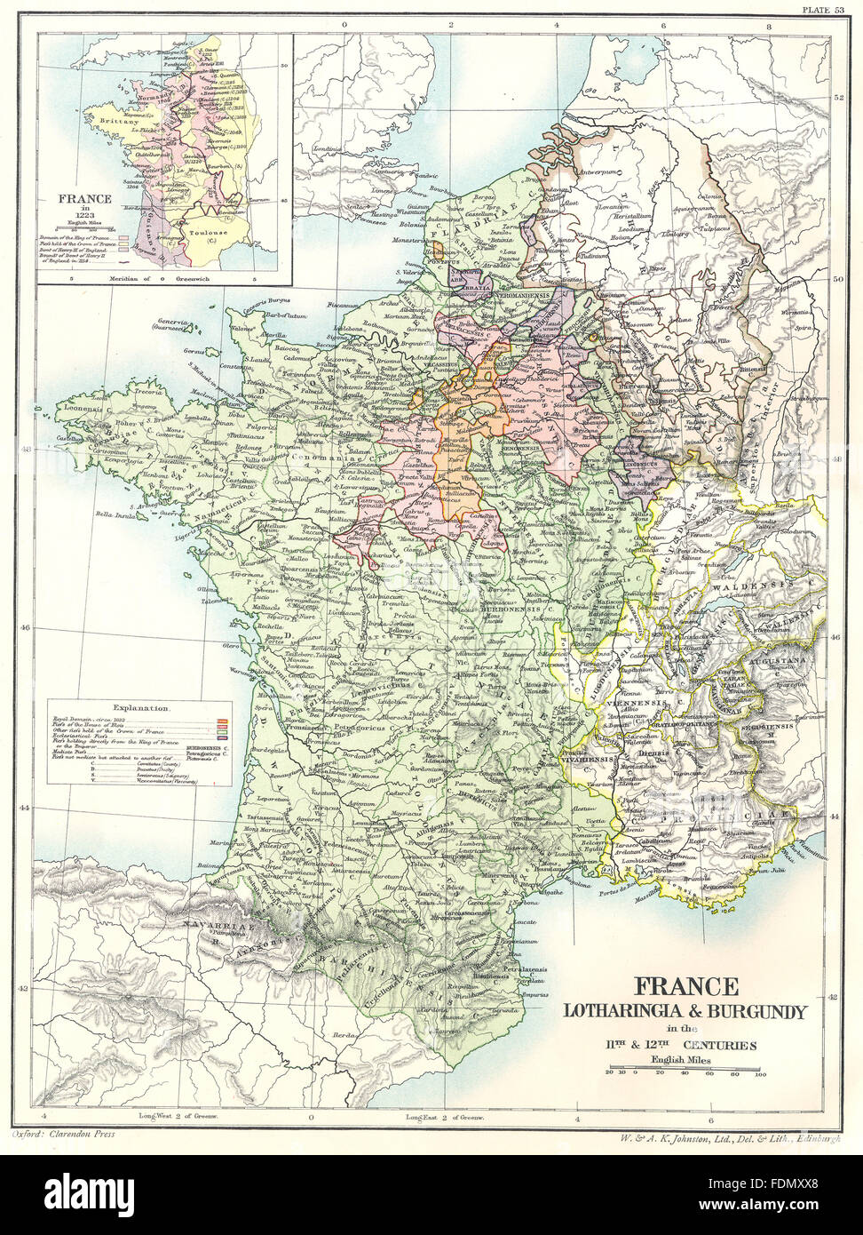 Frankreich: Lotharingia Burgund 11. 12. Jh.; Karte 1223, 1903 Stockfoto