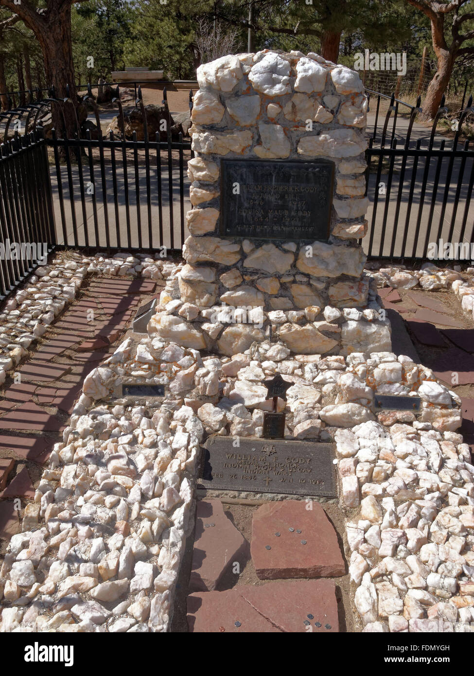 Das Grab von William F Cody, besser bekannt als Buffalo Bill, auf dem Lookout Mountain in Golden, westlich von Denver, bedienen. Stockfoto