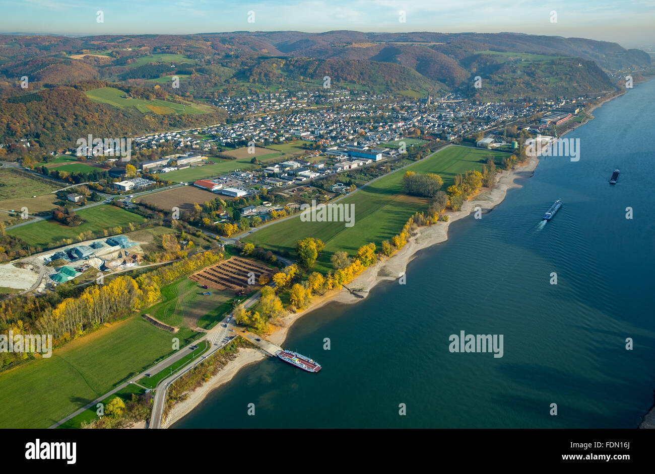 Rhein Fähren, Rheintal, Rhein, Bad Hönningen, Bad Breisig, Rheinland-Pfalz, Deutschland Stockfoto