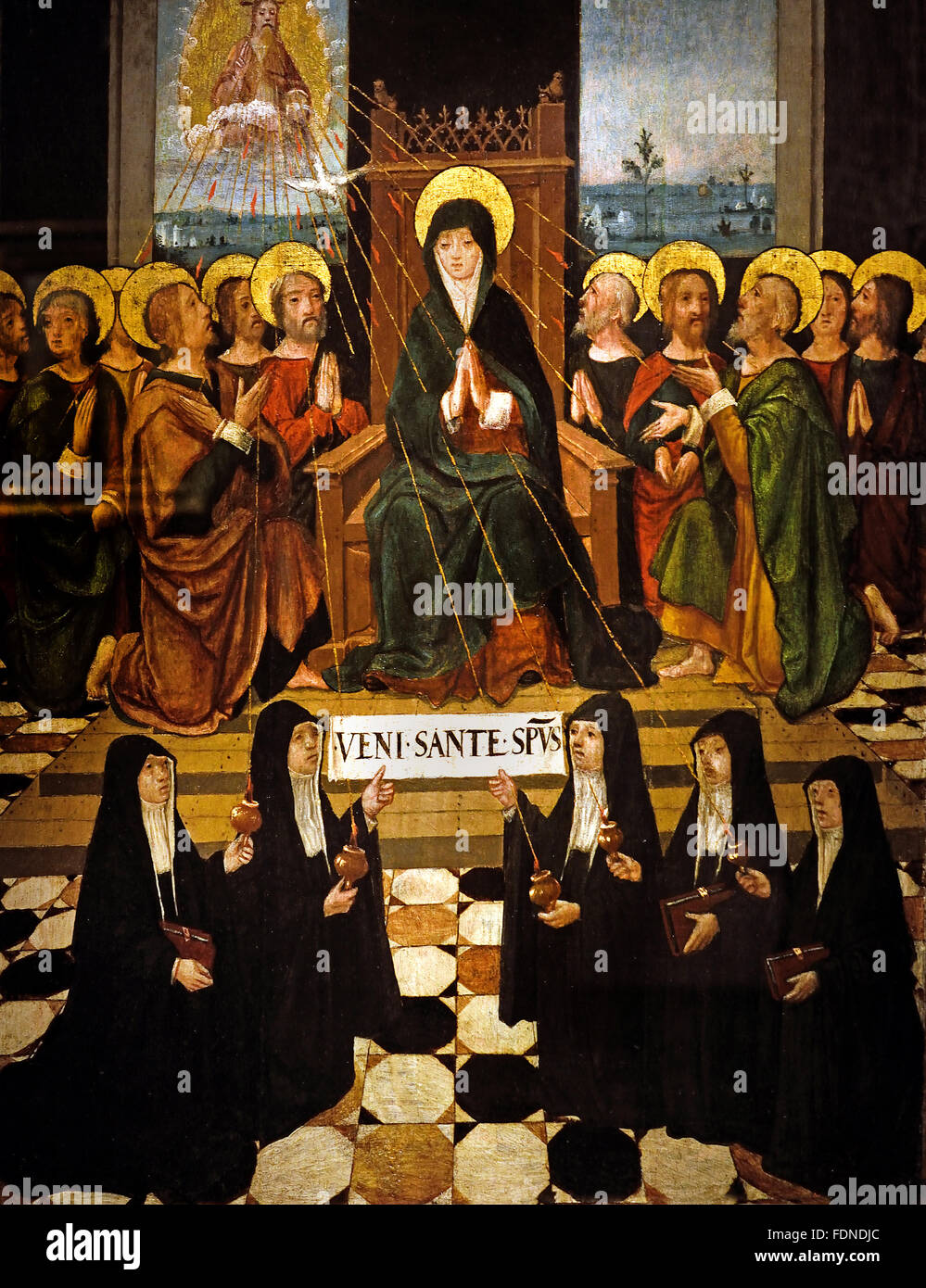 La Pentecote - Pfingsten Abbaye du Ronceray 16. Jahrhundert anonyme Maler Frankreich Französisch Stockfoto