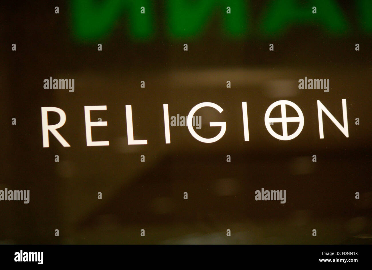 Markenname: "Religion", Berlin. Stockfoto