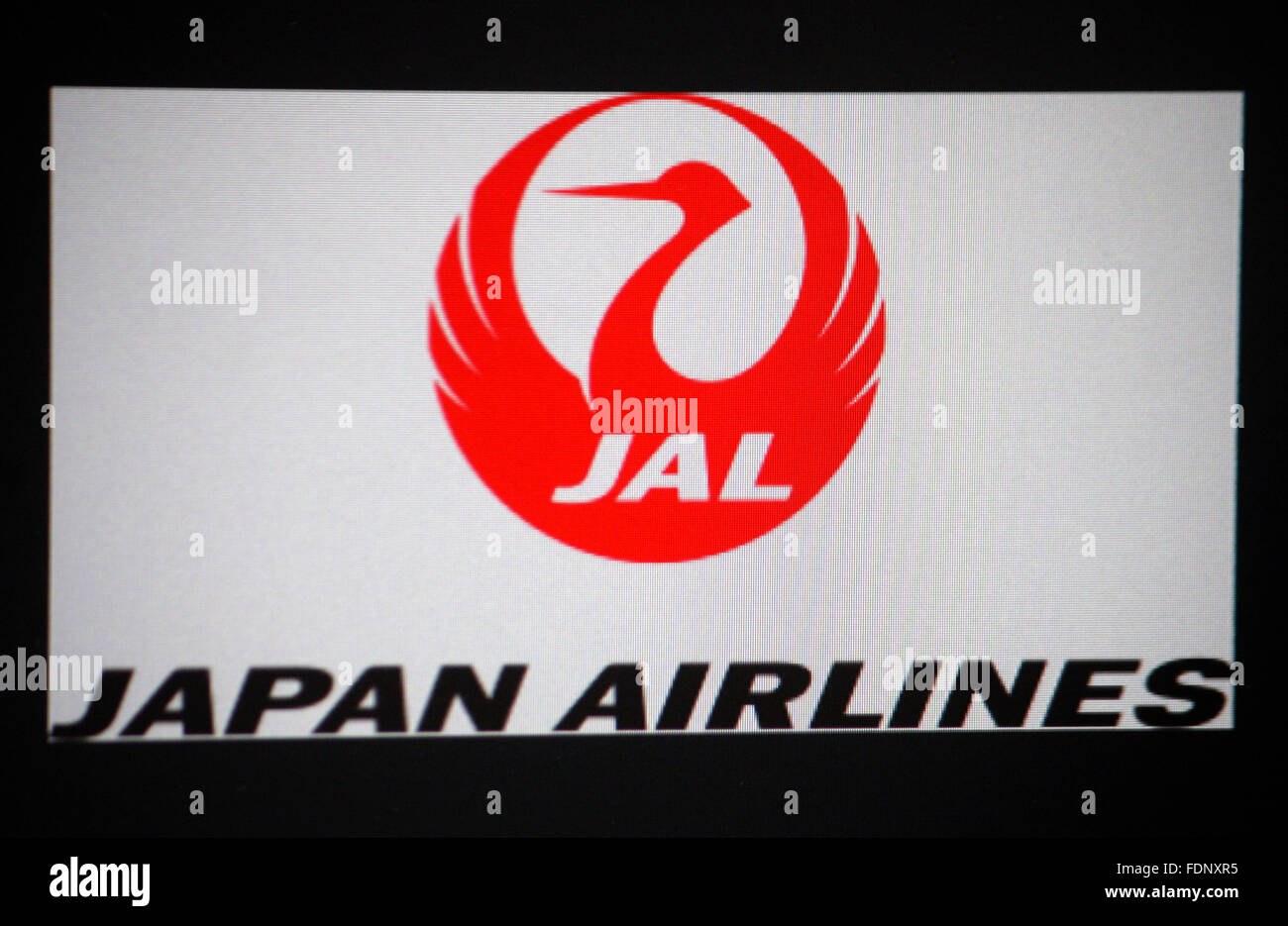 Markenname: "JAL Japan Airlines", Berlin. Stockfoto