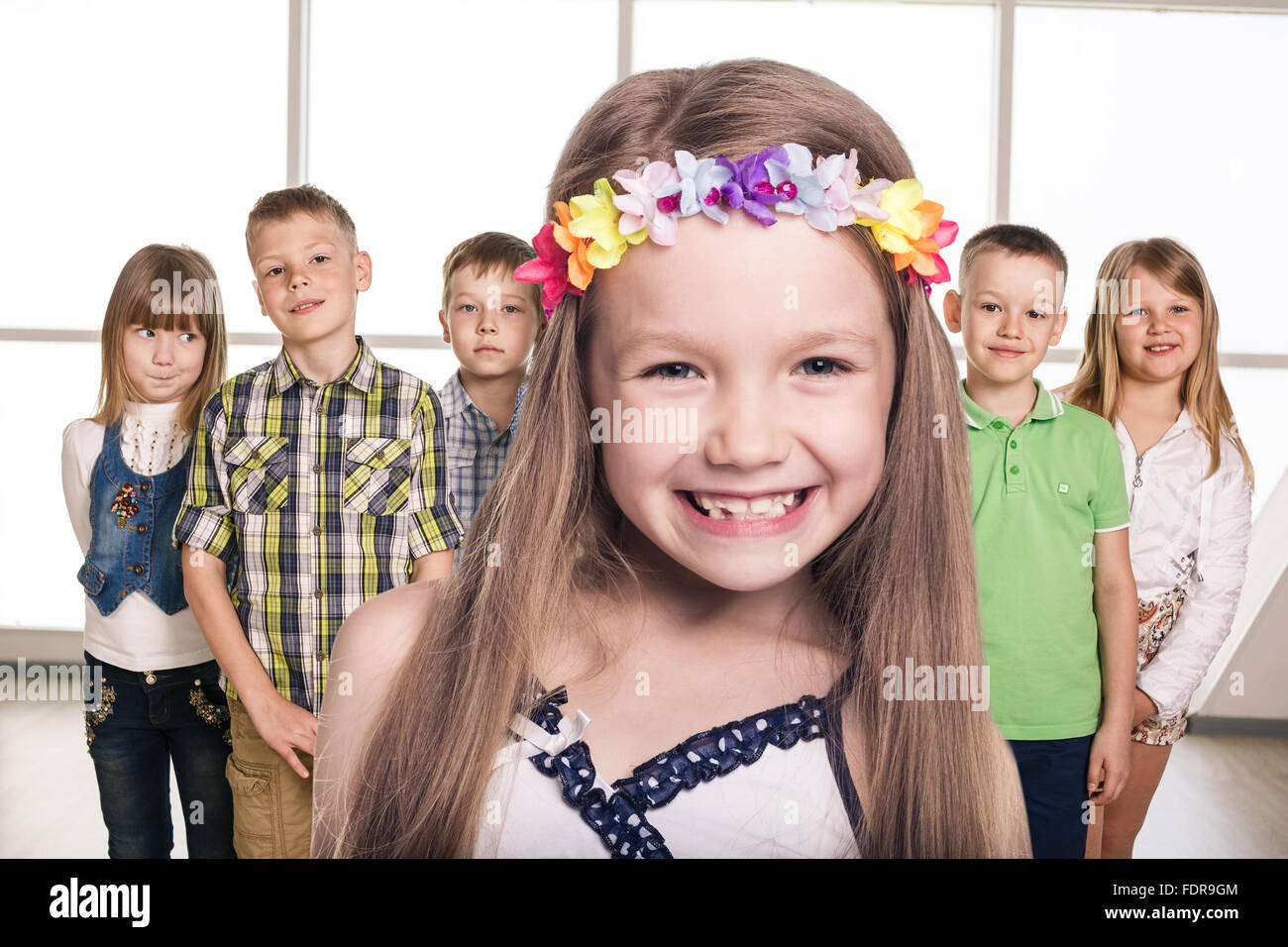 Gruppe von lächelnden Kinder Stockfoto