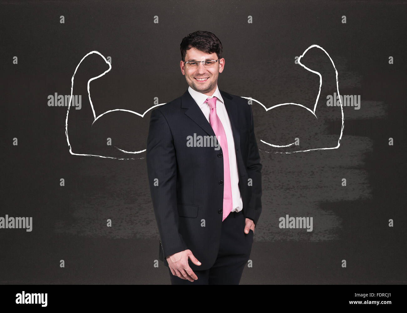 Geschäftsmann mit gezeichneten starken Händen Stockfoto