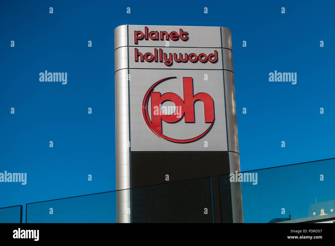 Werbeschild auf dem Planet Hollywood Resort in Las Vegas, Nevada, USA Stockfoto