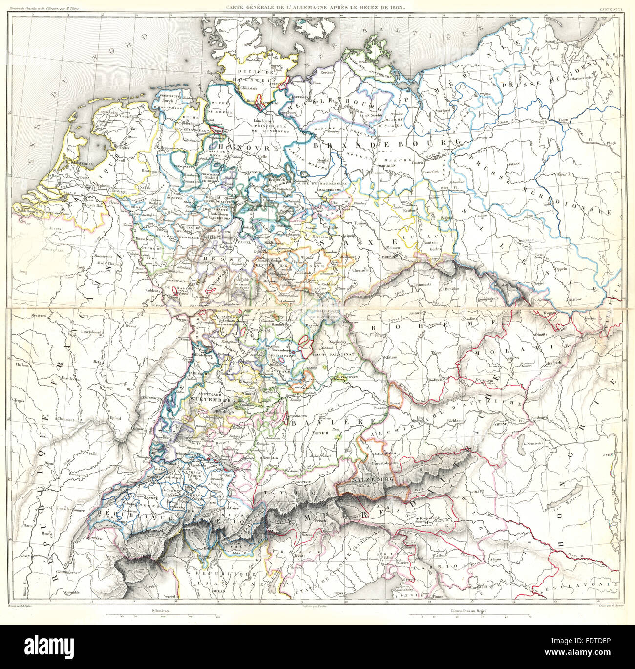 Deutschland MEDIATISIERUNG: Allemagne Après le Recez de Aussparung von 1803, 1859-Karte Stockfoto