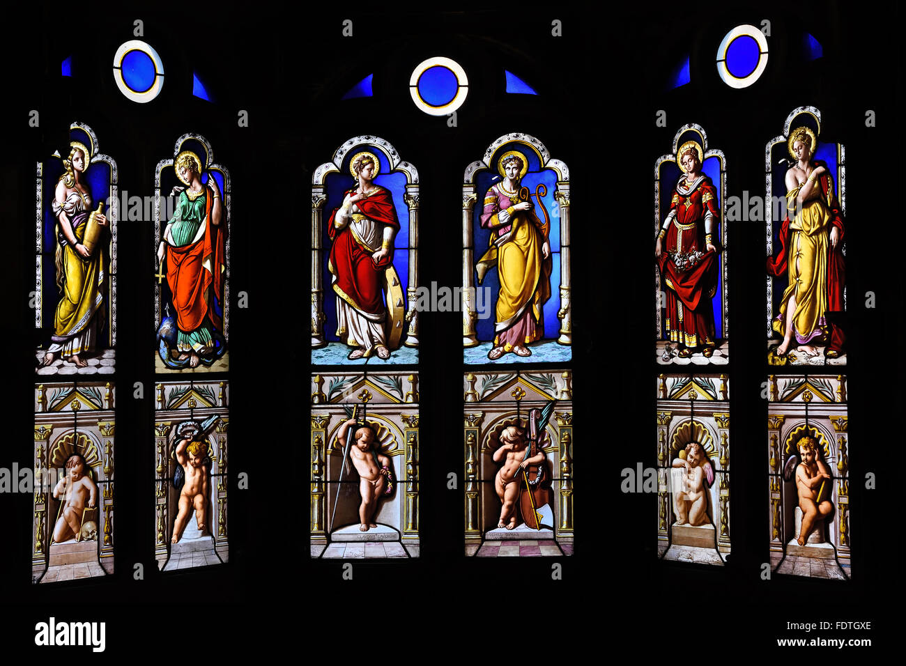 Fenster - Glasmalerei in der Kapelle - Chateau de Blois Frankreich Französisch verbleit Stockfoto