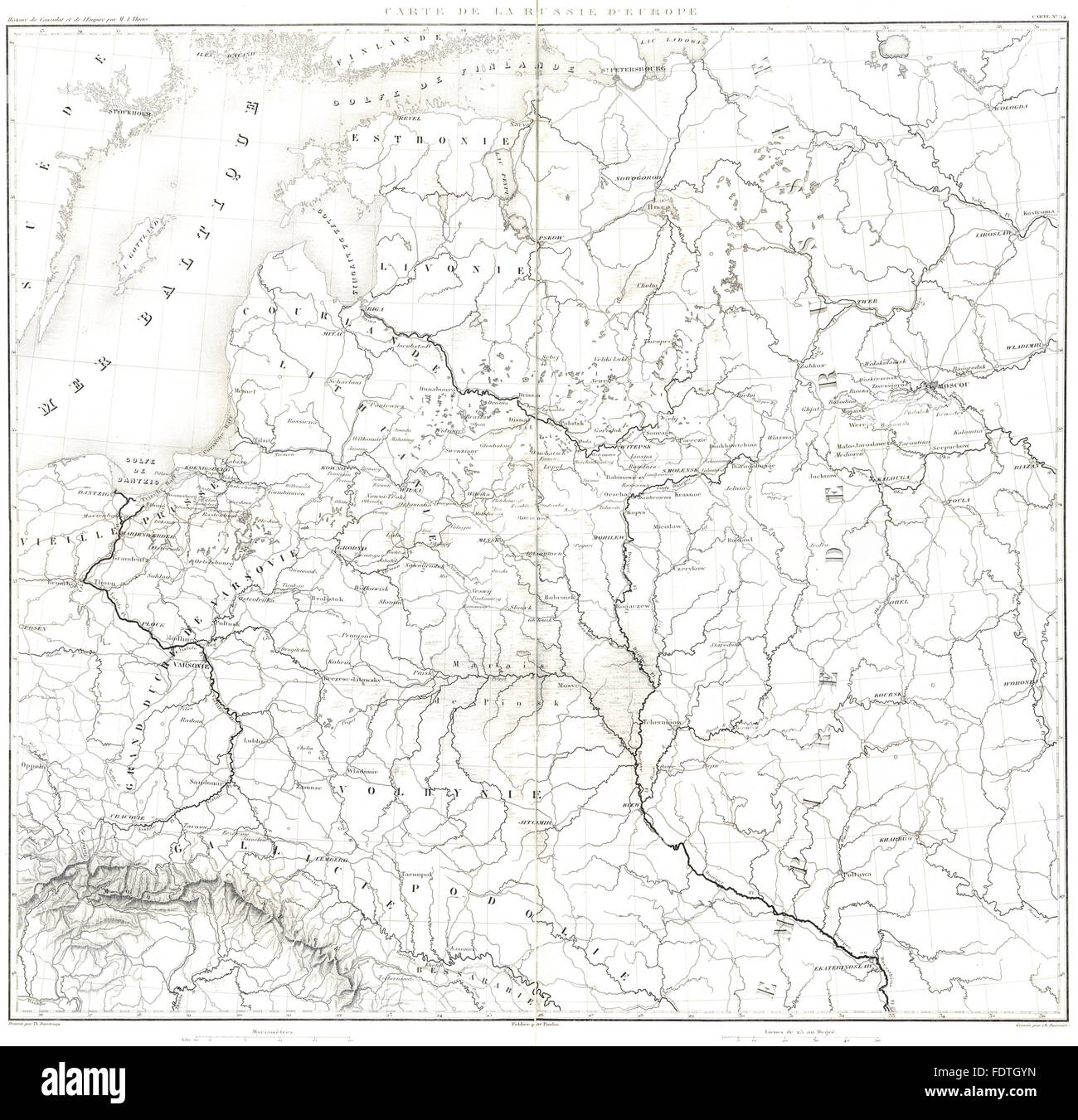Ost Europa: Estland Lettland Litauen Polen Russland Weißrussland Russie, 1859-Karte Stockfoto