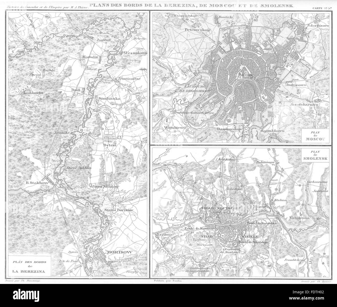 Russland Weißrussland: Bords De La Beresina, Moscou Moskau, Smolensk, 1859 alte Karte Stockfoto