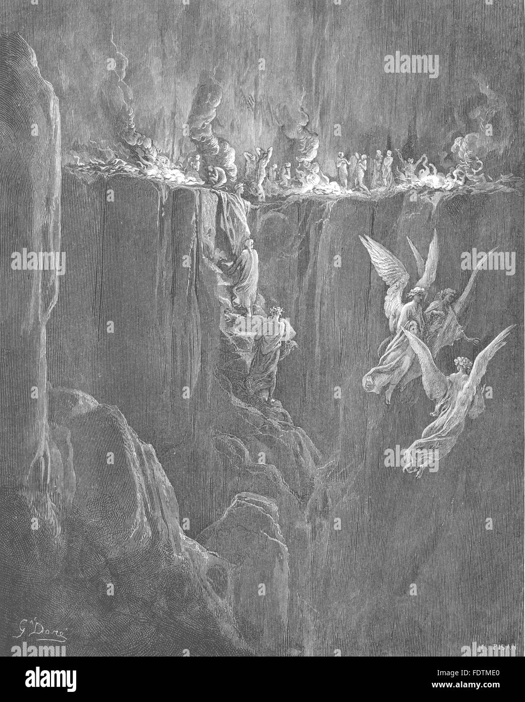Dante:Here felsigen Abgrund stürzt her redundante Flammen; Felge Blast Up-geblasen, 1893 Stockfoto