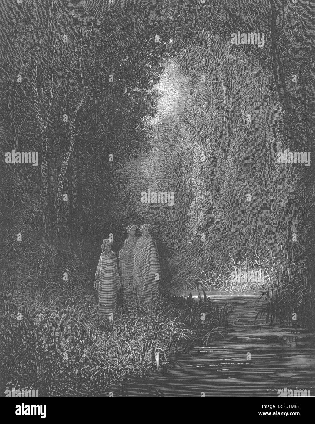 DANTE: Bereits hatte meine Schritte so weit in das alte Holz, 1893 transportiert Stockfoto