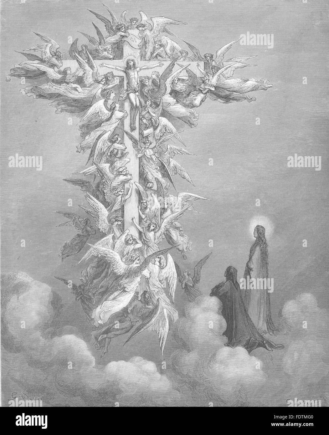 DANTE: Christus Strahl würde auf das Kreuz; und Muster schlägt mir jetzt fehl, alten Drucken 1893 Stockfoto