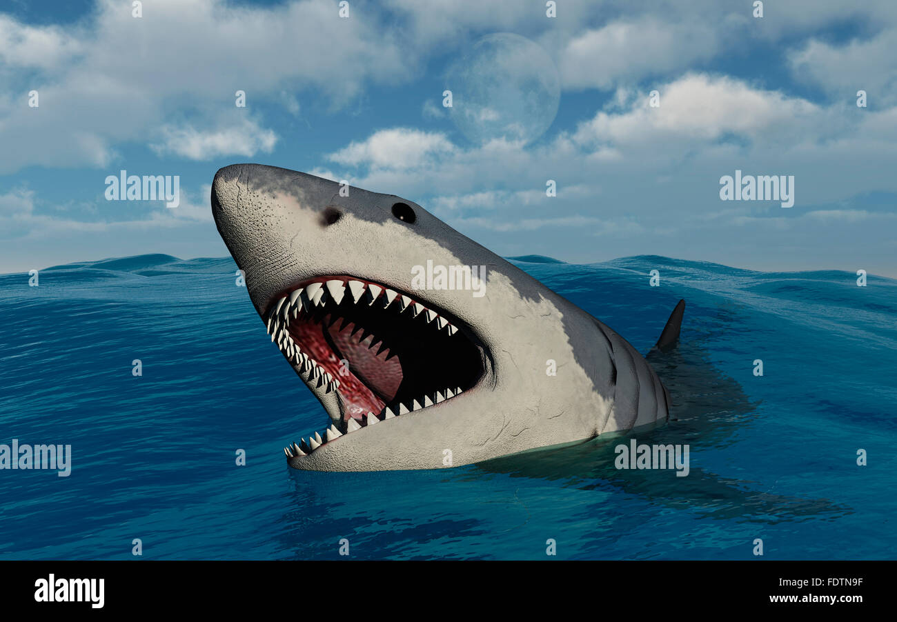 Ein riesiger Hai Megalodon. Stockfoto