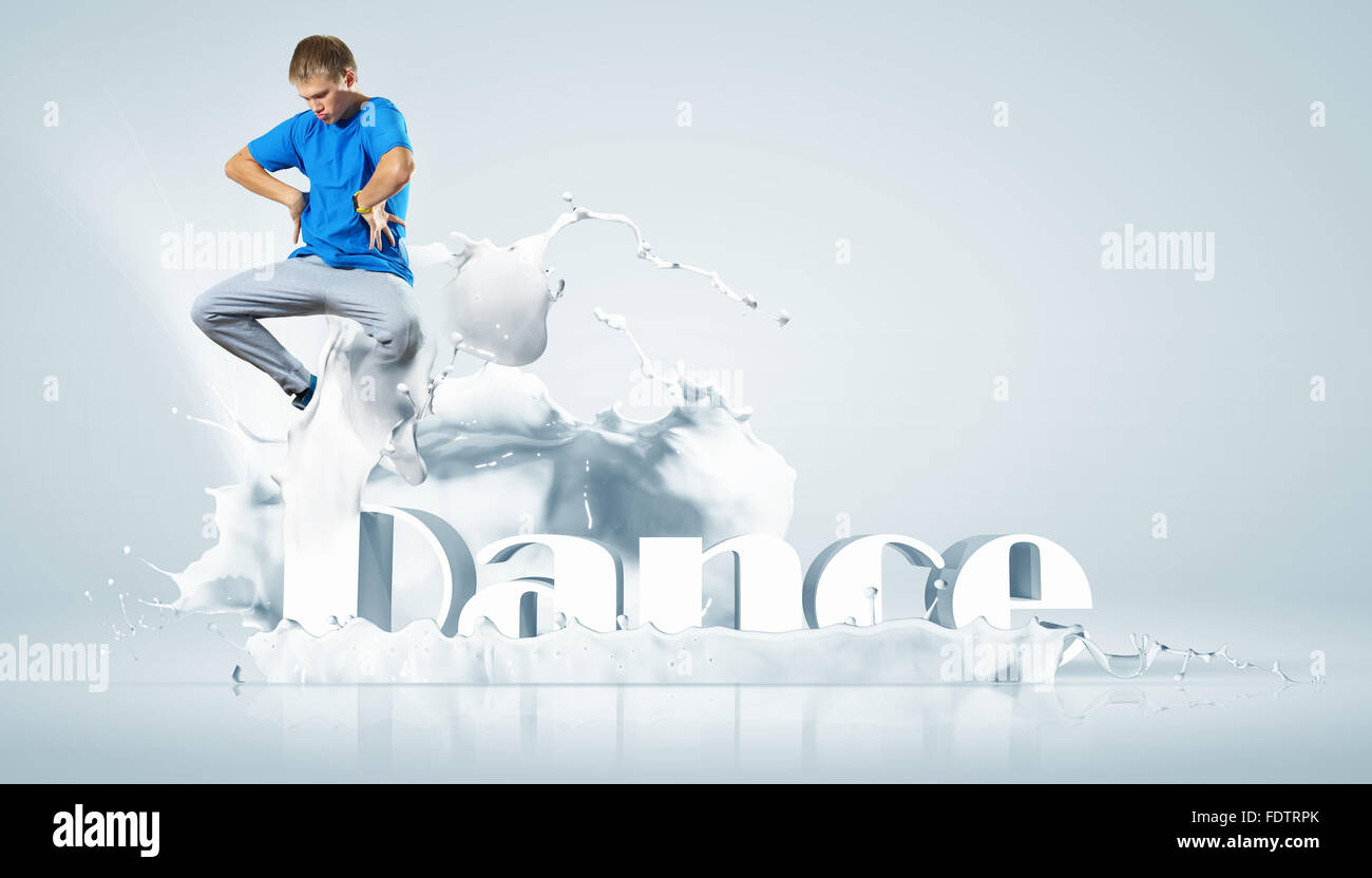 Modernen Stil Tänzer springen und das Wort Tanz. Abbildung Stockfoto