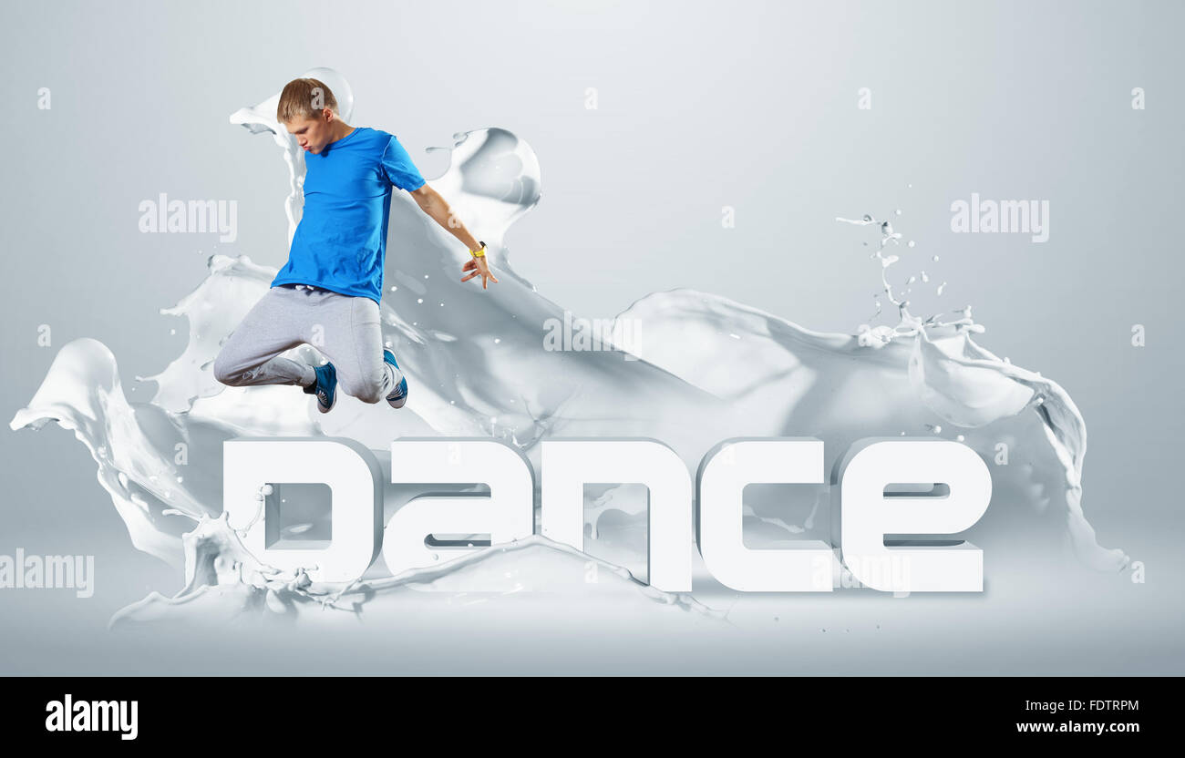 Modernen Stil Tänzer springen und das Wort Tanz. Abbildung Stockfoto
