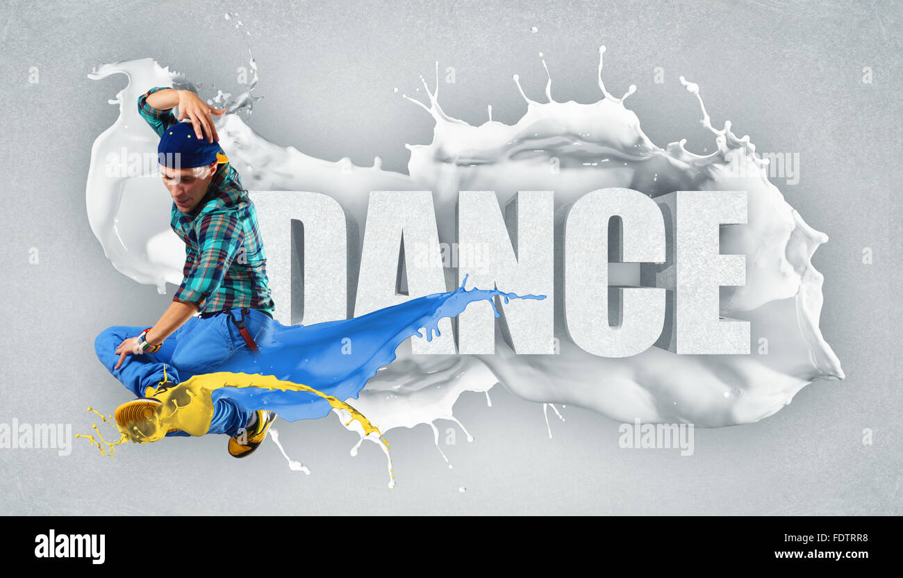 Modernen Stil Tänzer springen und das Wort Tanz. Abbildung Stockfoto