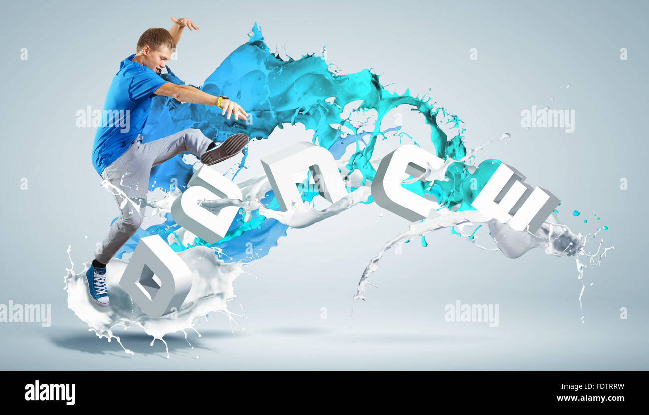 Modernen Stil Tänzer springen und das Wort Tanz. Abbildung Stockfoto