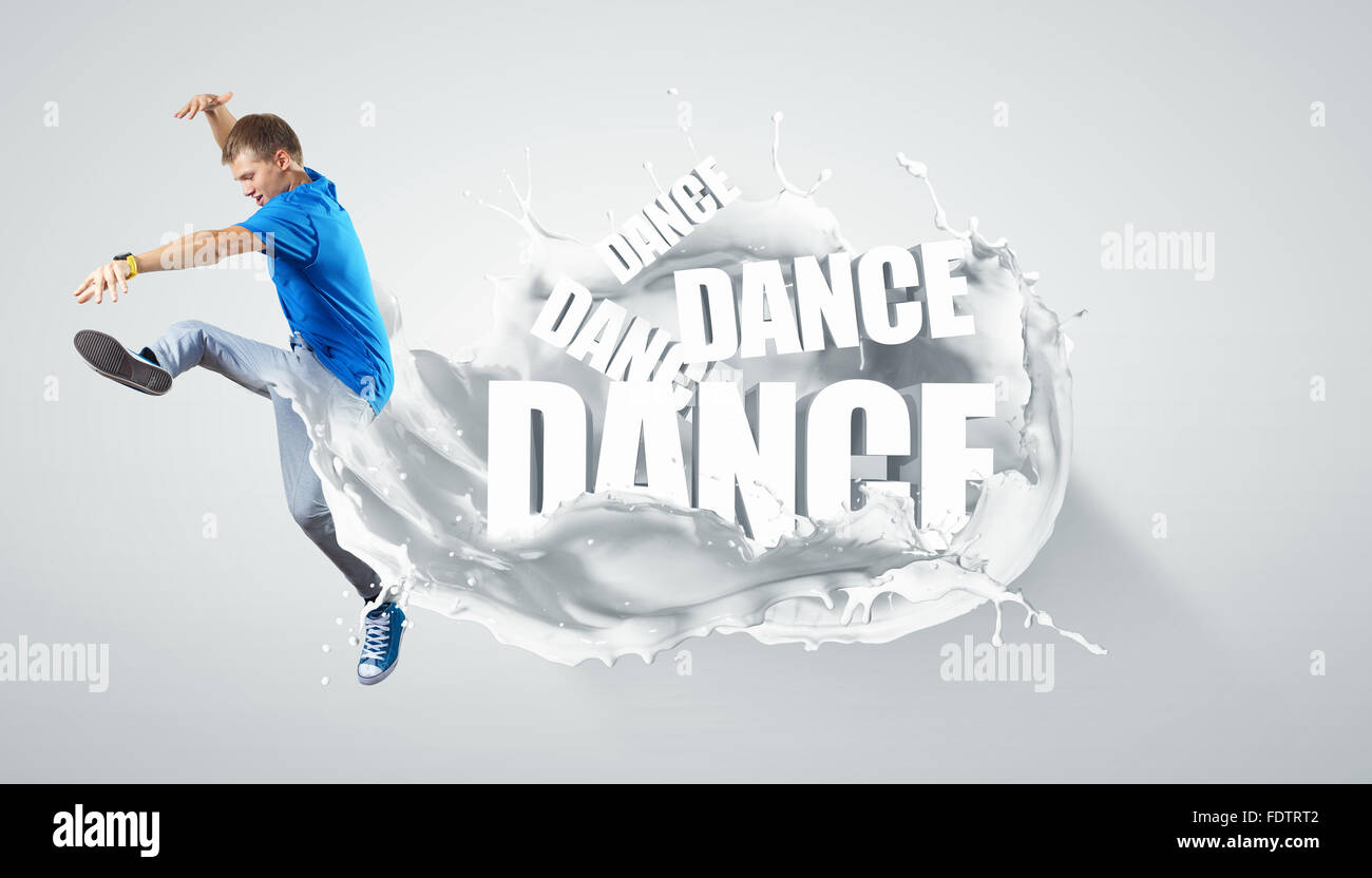 Modernen Stil Tänzer springen und das Wort Tanz. Abbildung Stockfoto