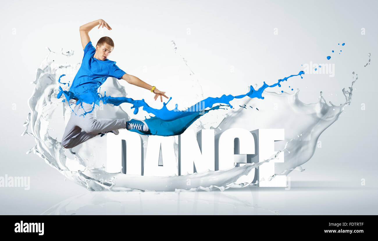 Modernen Stil Tänzer springen und das Wort Tanz. Abbildung Stockfoto