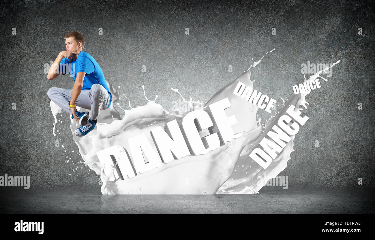 Modernen Stil Tänzer springen und das Wort Tanz. Abbildung Stockfoto