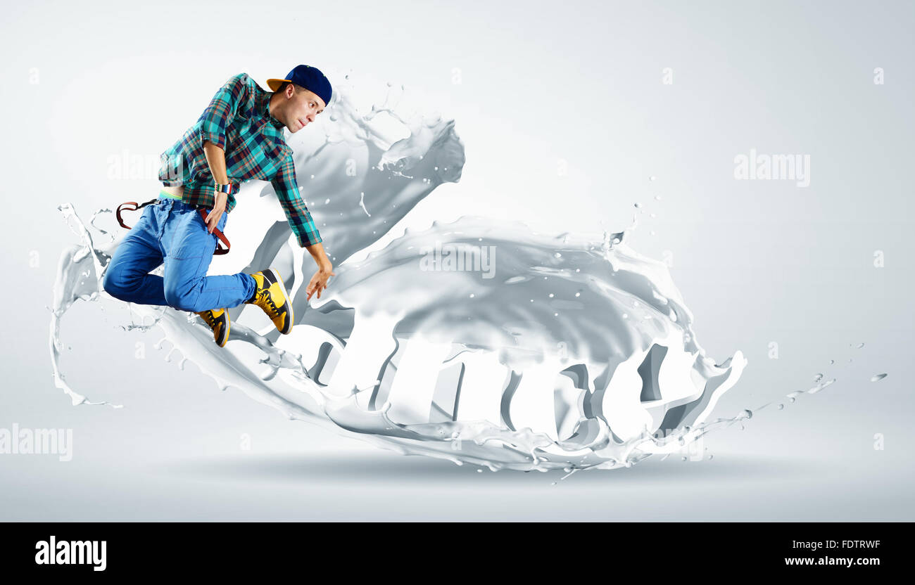 Modernen Stil Tänzer springen und das Wort Tanz. Abbildung Stockfoto