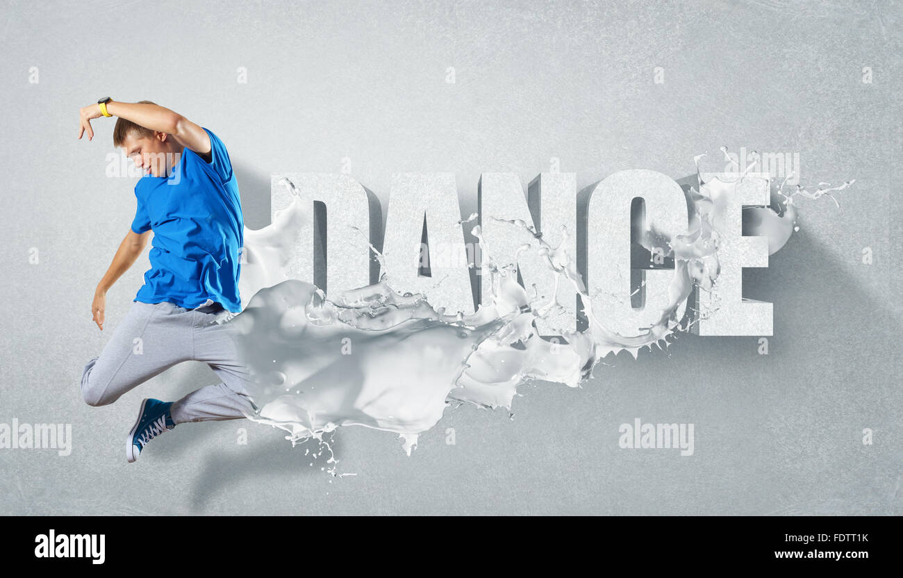 Modernen Stil Tänzer springen und das Wort Tanz. Abbildung Stockfoto