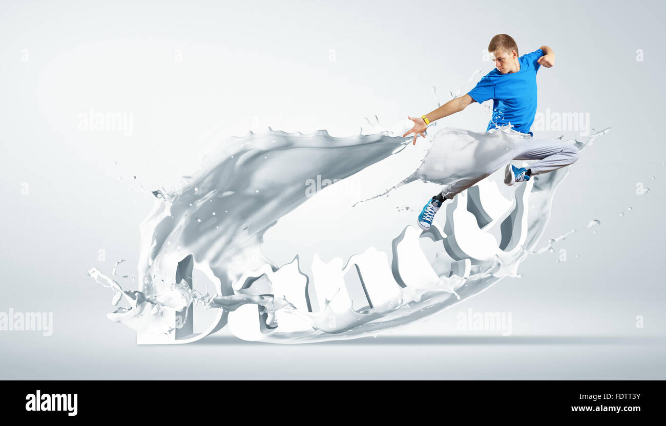 Modernen Stil Tänzer springen und das Wort Tanz. Abbildung Stockfoto